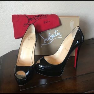 Christian Louboutin Black Patent Banane Shoes 39.5